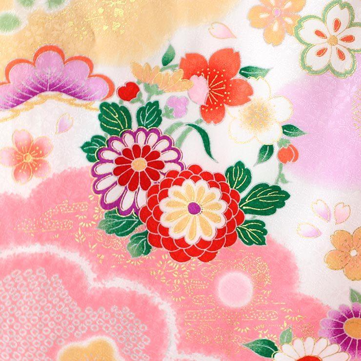 お宮参り 着物 赤ちゃん 女の子 初着 産着 雲取りに鈴 ピンク 正絹