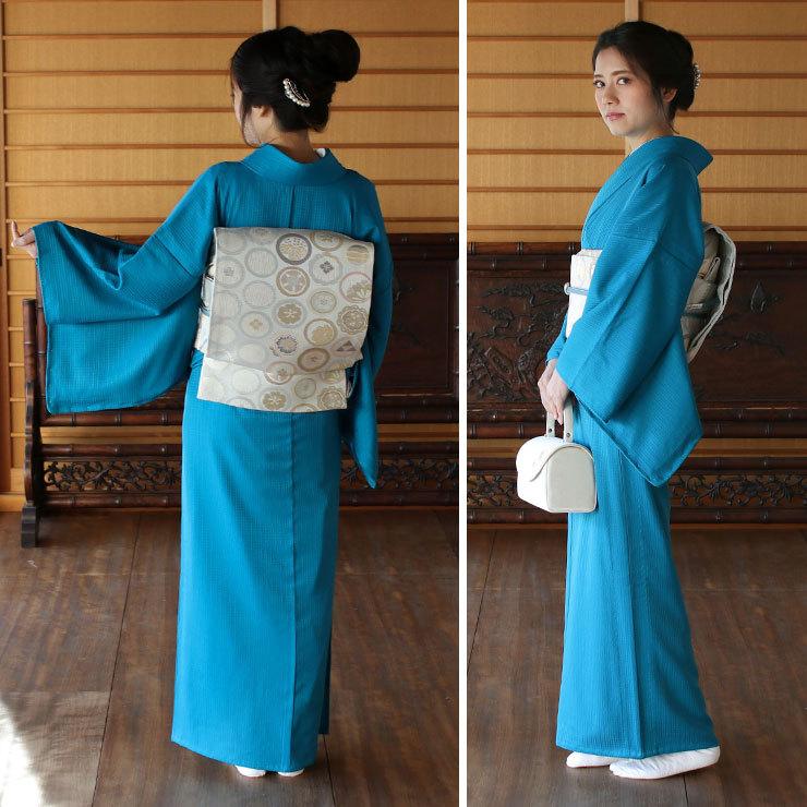 洗える 色無地 フルオーダー 反物 日本製 東レ（ターコイズ色）着物