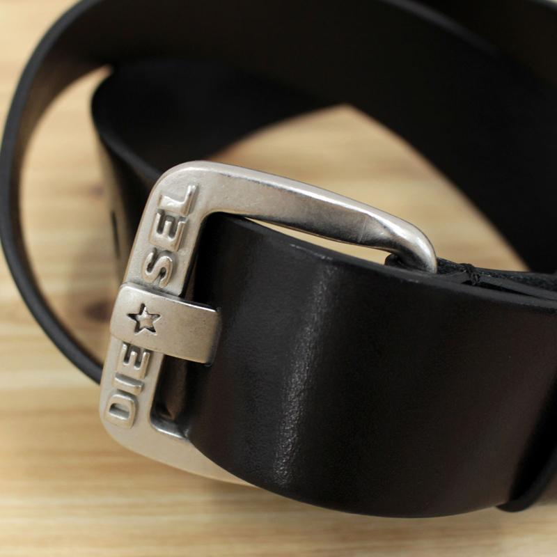 DIESEL（ディーゼル） ベルト 本革 レザーベルト 無地 ロゴ メタル
