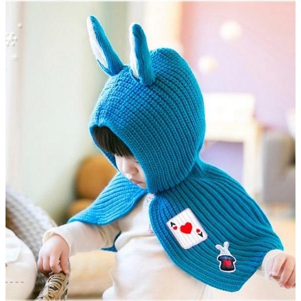 うさみみケープ Baby 赤 青 ピンク ベビー ケープ 幼児 8ヶ月-2才向け