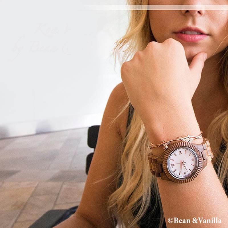 ハワイアン コアウッド製 腕時計 (ホヌ) ウォッチ ビーン＆バニラ