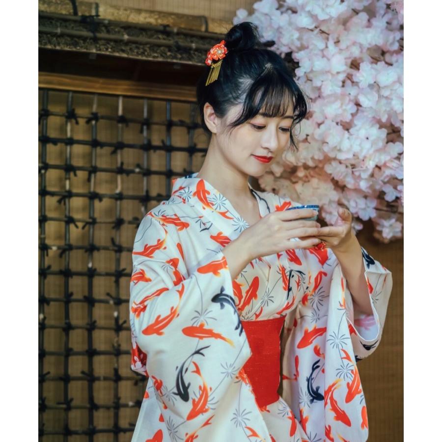浴衣 金魚 セット レディース 大人 金魚柄 赤金魚 大きサイズ 古典柄