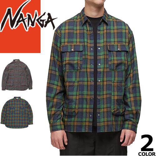 NANGA（ナンガ） チェックシャツ ネルシャツ 長袖 フェードプレイド