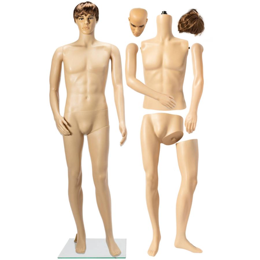 等身大 マネキン 男性 身長185cm B94cm×W75cm×H95cm カツラ&スタンド