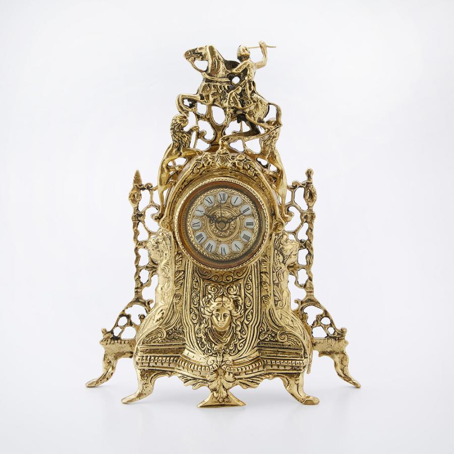 スペイン製 真鍮 置き時計 幅33cm / 金 ゴールド 時計 輸入雑貨