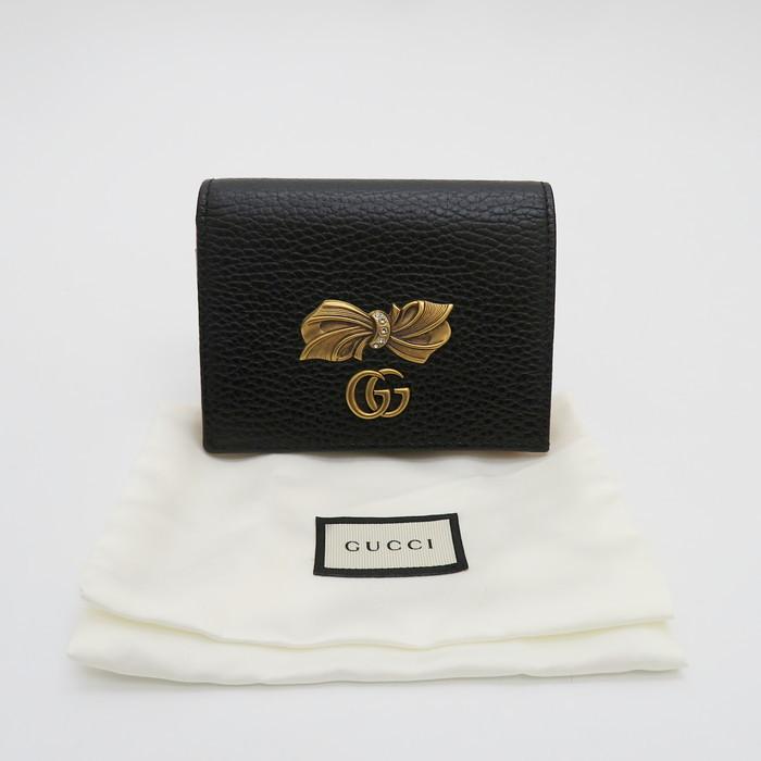 GUCCI（グッチ） GGマーモント 524289 リボン 二つ折り財布/ボウレザー