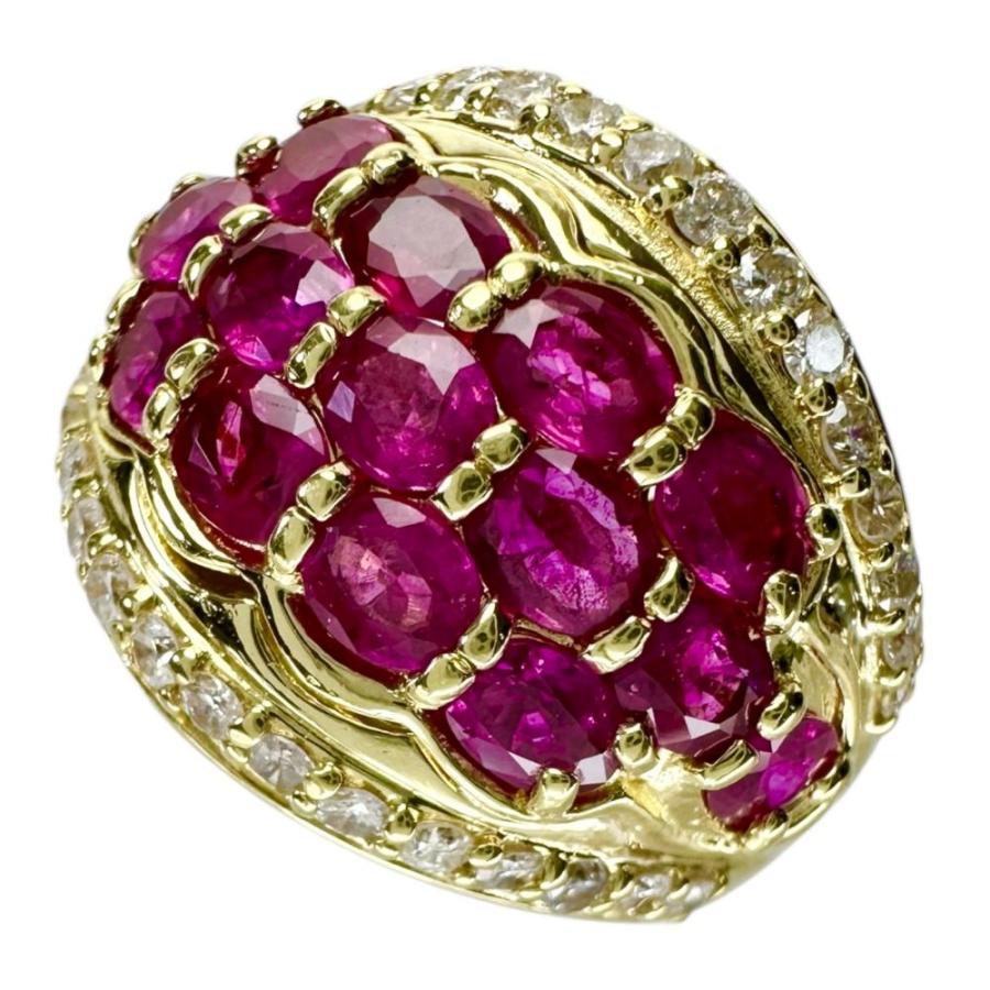 14号 ルビー 2.64ct ダイヤモンド 0.53ct リング・指輪 K18ゴールド