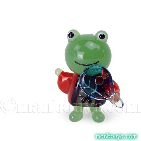 カエル 雑貨 ガラス細工 ミニチュア 置物 夏 飾り かわいい かえるくん