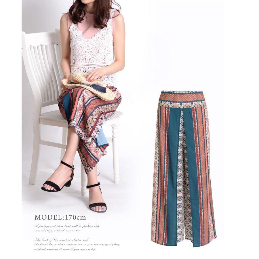 marai（マーライ） ワイドパンツ レディース ガウチョパンツ 柄 春夏