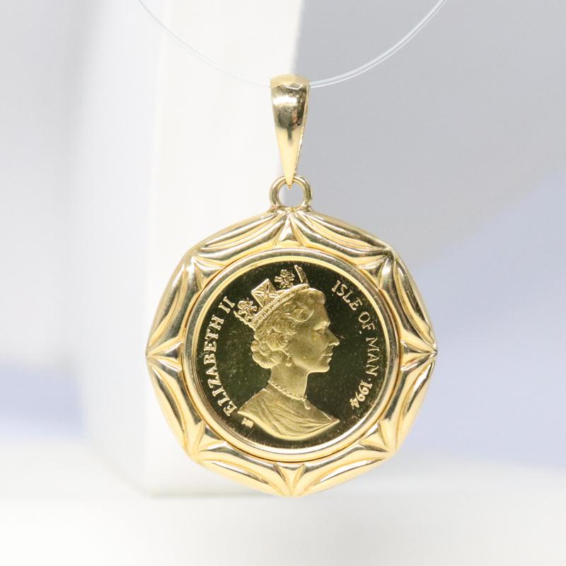 K24/K18 1994年 マン島 キャット ガラス入コイン エリザベスII世 金貨