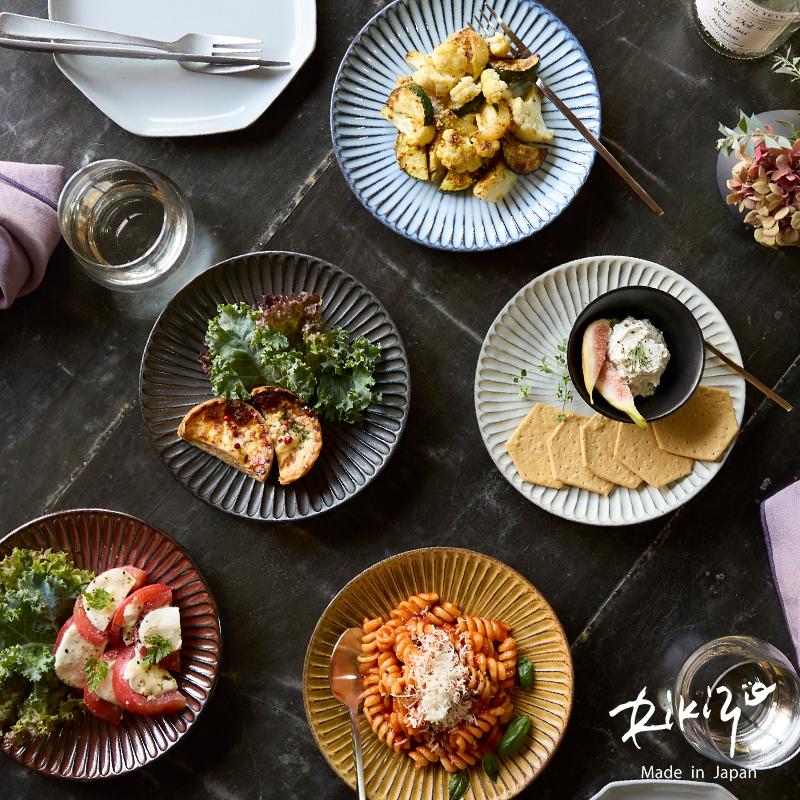Rikizo 日本製 笠間焼 リン プレート19 シノギ ソギ おしゃれ シンプル