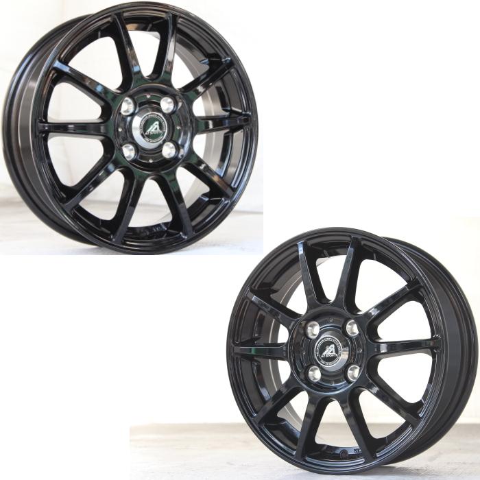 14インチ 4穴 100 4.5J AZ-SPORTS SK-510 ブラック ホイール単品 4本