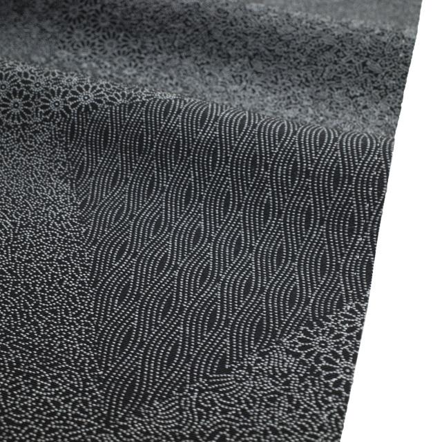 すごい値！ 江戸小紋 リサイクル 着物 正絹 袷 黒 切りばめ柄 菊 花