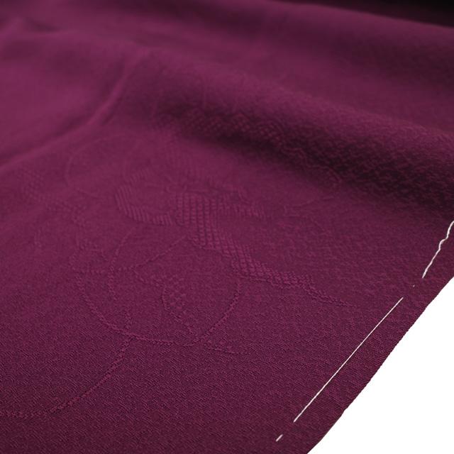 すごい値！ 色無地 未使用 着物 セミフォーマル 正絹 袷 一つ紋 濃赤紫