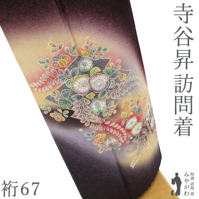 訪問着 着物 正絹 袷 伝統工芸士 寺谷昇 黒鳶色 辻が花 絞り 金通し