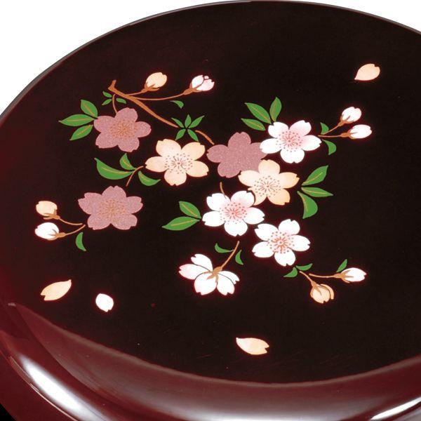 みよし漆器本舗 紀州塗り 6寸 菓子器 菓子鉢 蓋付き 溜 里桜 お菓子