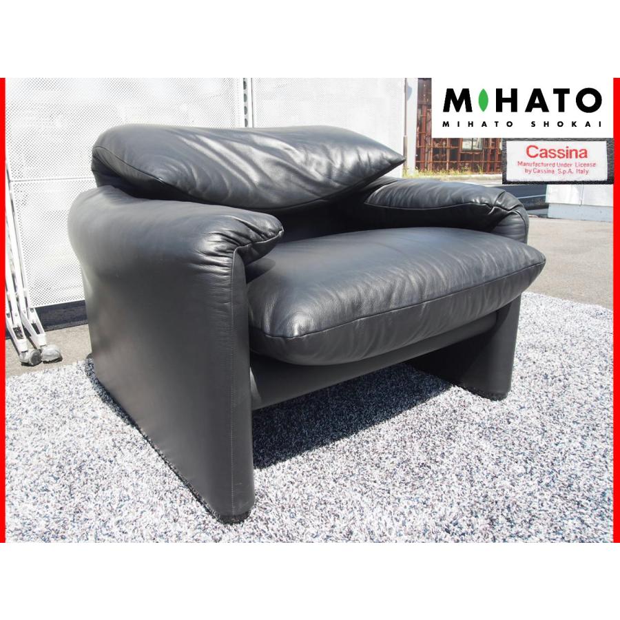 Cassina ☆ 中古 程度良好 カッシーナ マラルンガ 1人掛ソファ 黒革