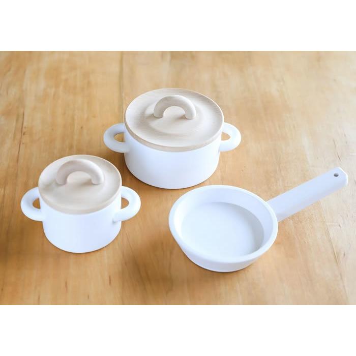 木のおもちゃMILAN ミラン おままごと お鍋セット白 ままごとセット