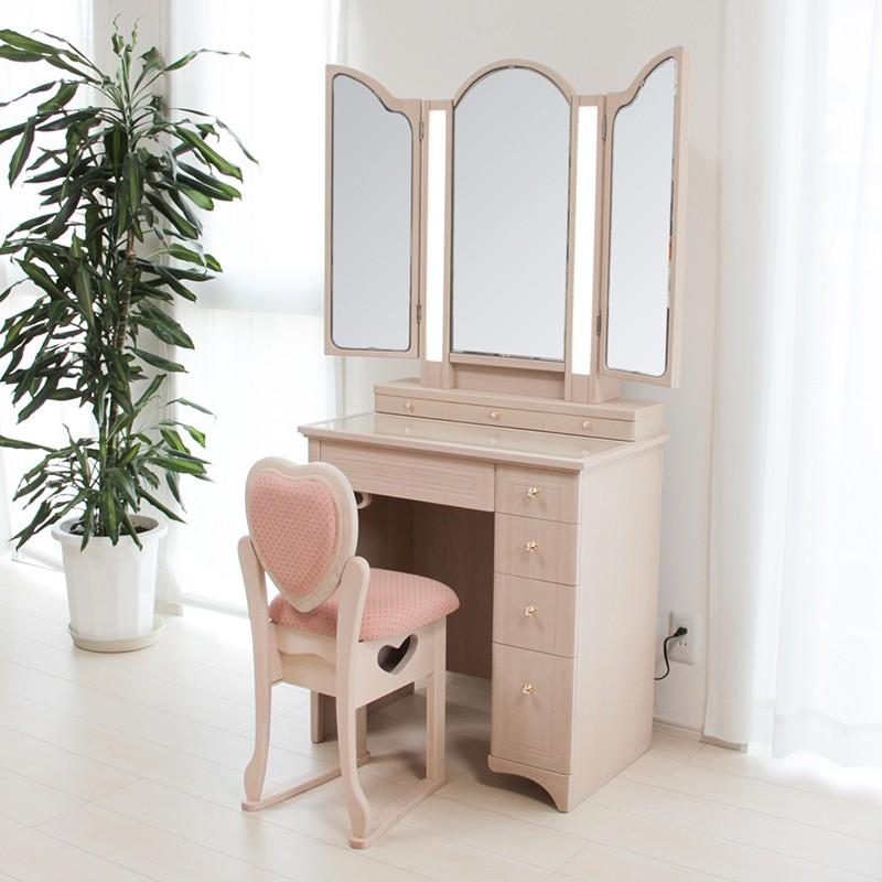 ドレッサー ライト付き 女優ミラー プリティカプレミアム 三面鏡