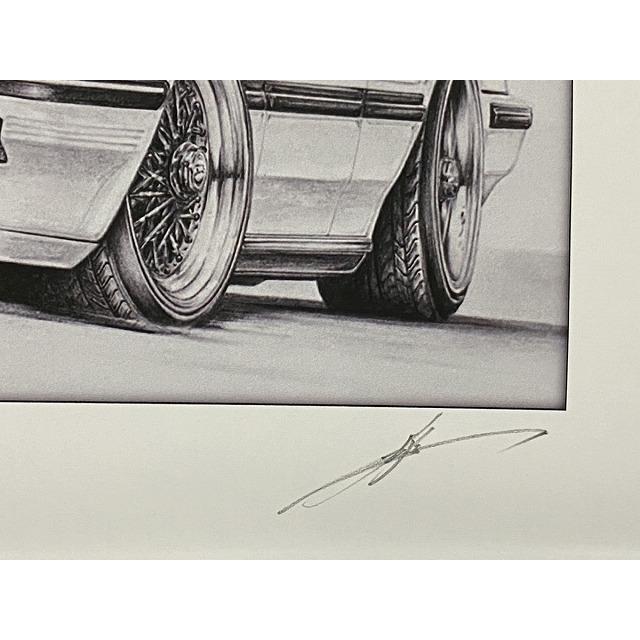 トヨタ TOYOTA 120クラウン【鉛筆画】名車 旧車 イラスト A4サイズ 額