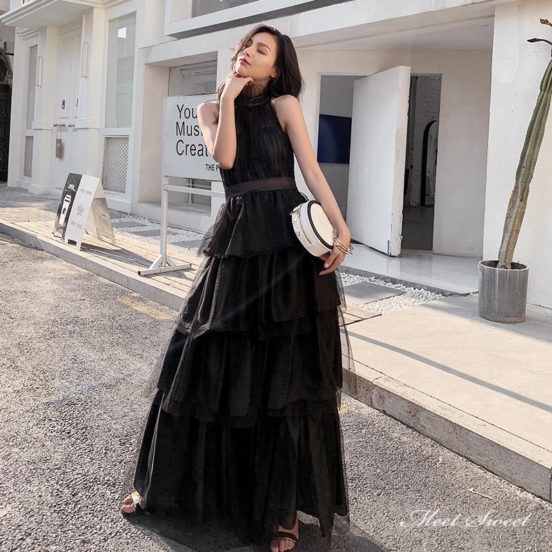 カラードレス ファスナー ブラック パーティードレス ロングドレス