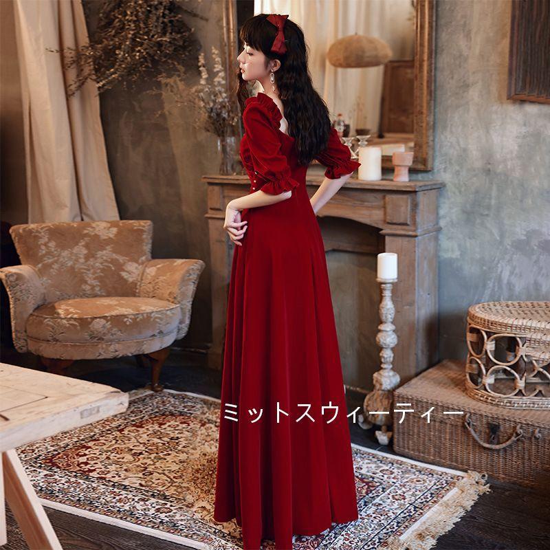 パーティードレス 結婚式 フォーマルドレス ワインレッド 二次会