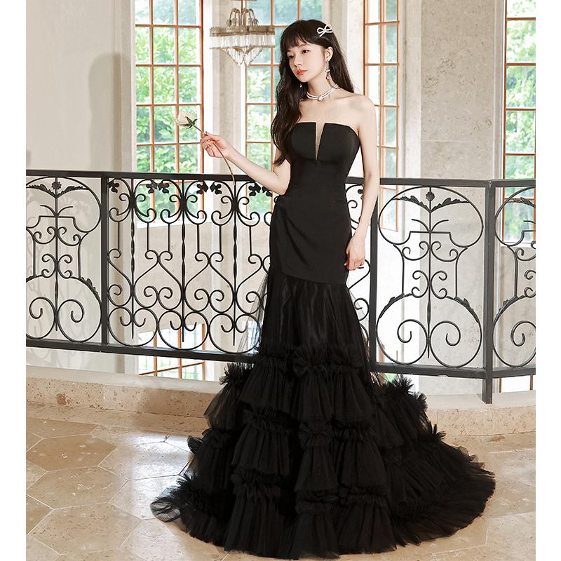 カラードレス ロングドレス マーメイドドレス ブラック ビスチェ