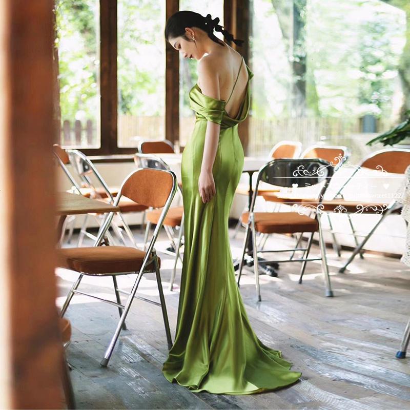 カラードレス ウェディングドレス グリーン ソフトマーメイドドレス
