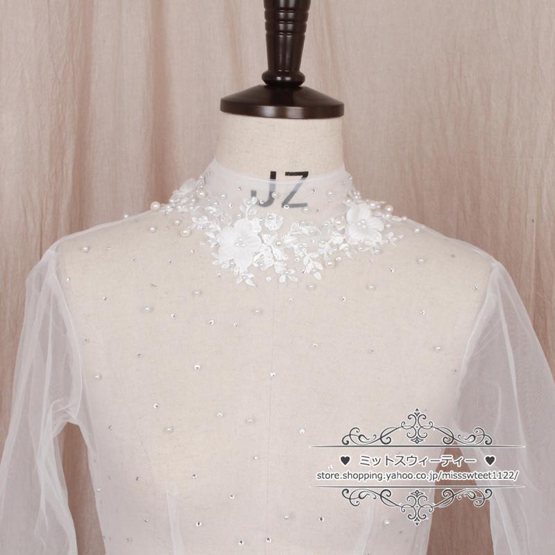 ウェディングボレロ 長袖 パール ブライダル 花嫁 ウェディングドレス