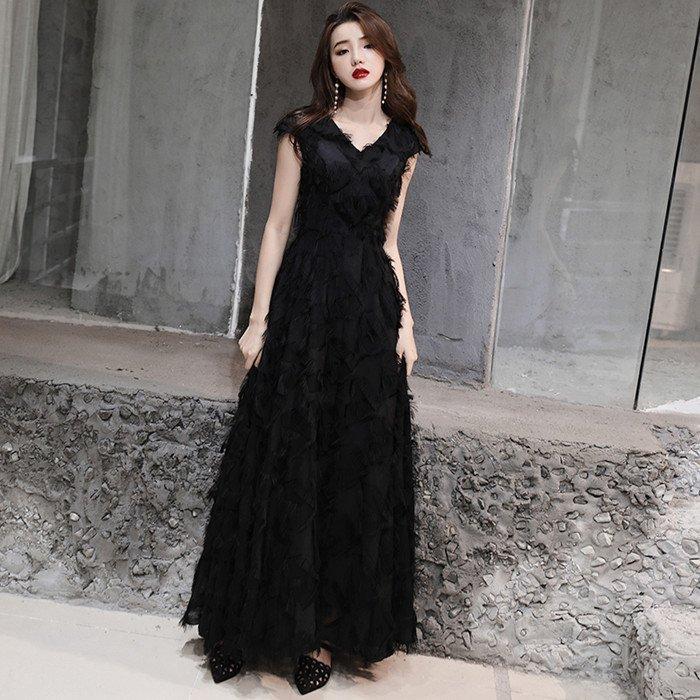 演奏会用ドレス 黒 カラードレス ロングドレス パーティードレス