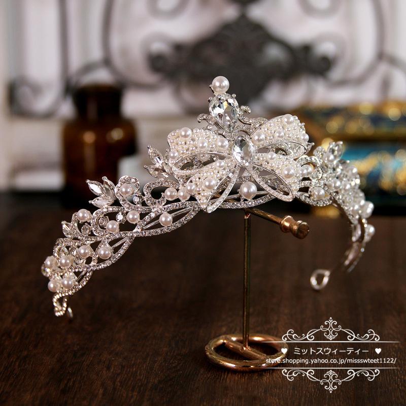ウエディングヘッドドレス ティアラ クラウン 王冠 ウェディングヘア