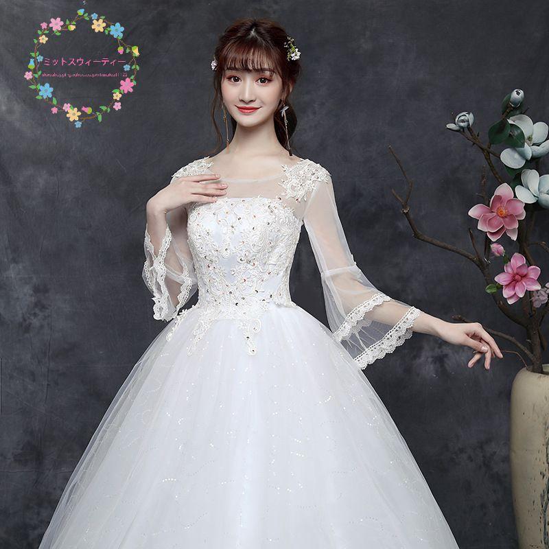 ウェディングドレス 花嫁 二次会 8xl ホワイト ベルスリーブ