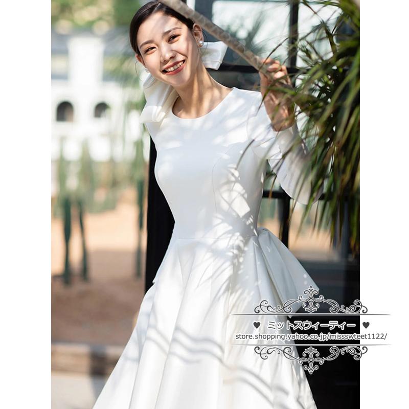 ウェディングドレス 二次会 結婚式 ブライダル ロングドレス サテン