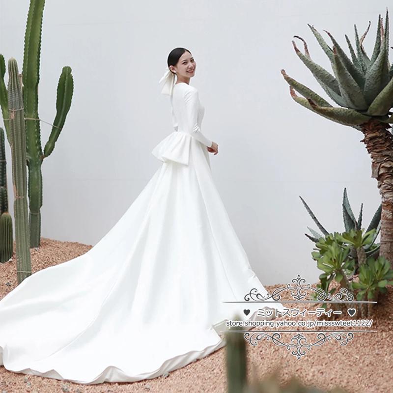 ウェディングドレス 二次会 結婚式 ブライダル ロングドレス サテン