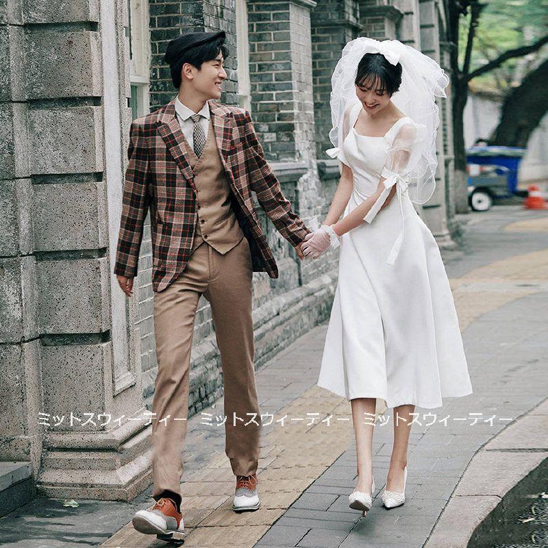 ウェディングドレス ウエディングドレス 膝下ドレス 結婚式 二次会