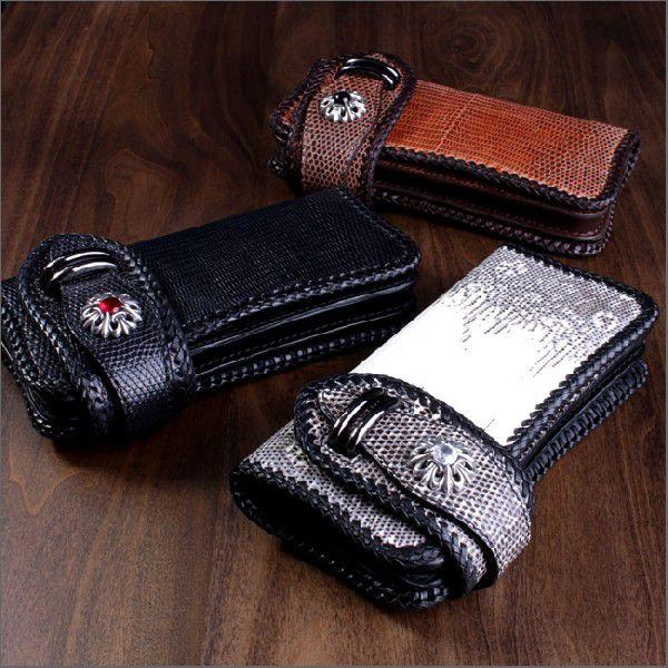 廃盤売り切り バイカーズウォレット 長財布 リザード メンズ コンチョ