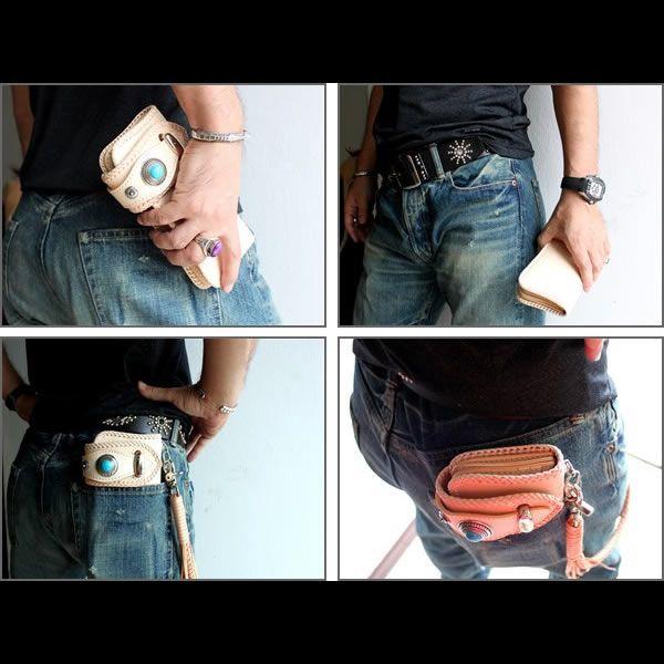 ウォレットチェーン 革/サドルレザー/ナチュラル太編み : MUD MONKEY