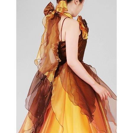 ステージドレス 青 黄 緑 赤 ホルターネック オーガンジーのドレス