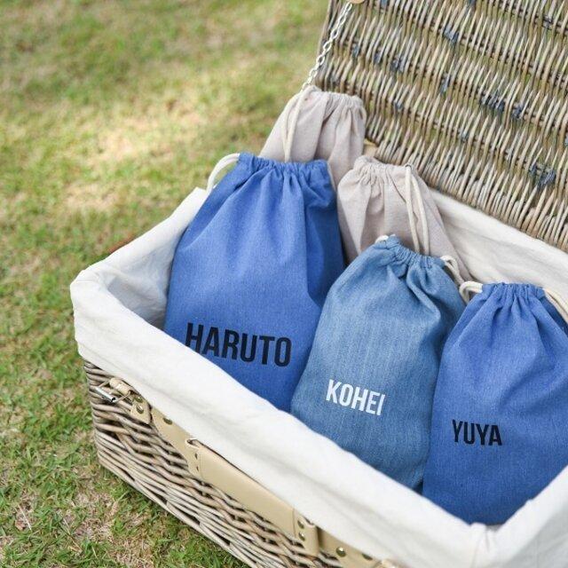 巾着 名前入り Lサイズ 上履き入れ 着替え入れ 入園 入学 体操着袋