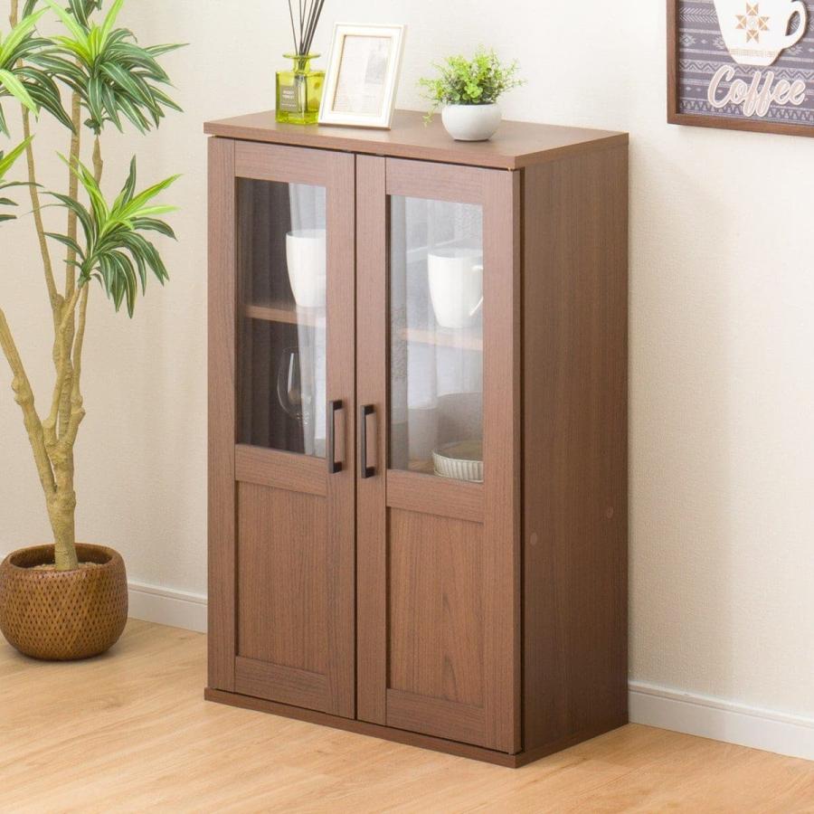 ニトリ（NITORI） 幅60cm キャビネット(マーレ9060 MBR) 食器棚 レンジ