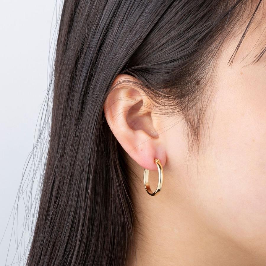 ポストのみ18金 フープピアス メンズ レディース 3mm×20mm K18 18K K18