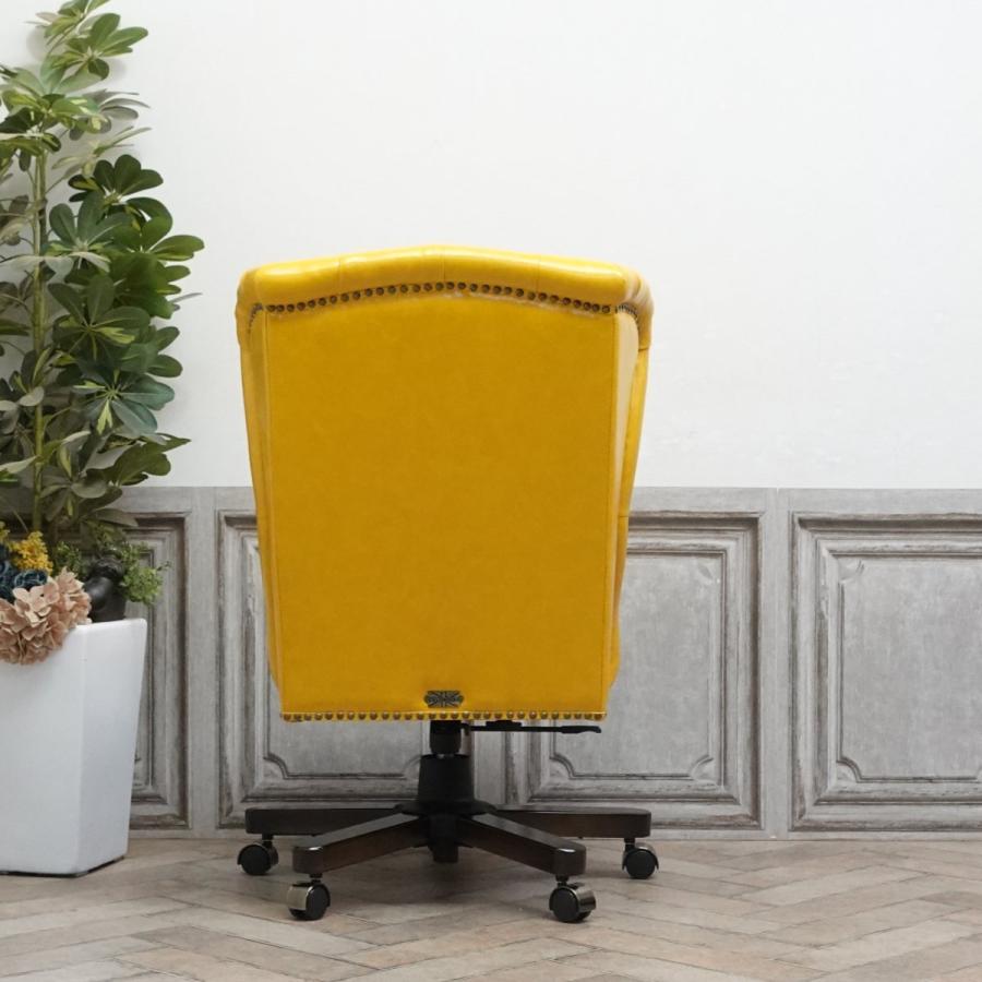 デスクチェア アンティーク チェスターフィールドソファ マスタード