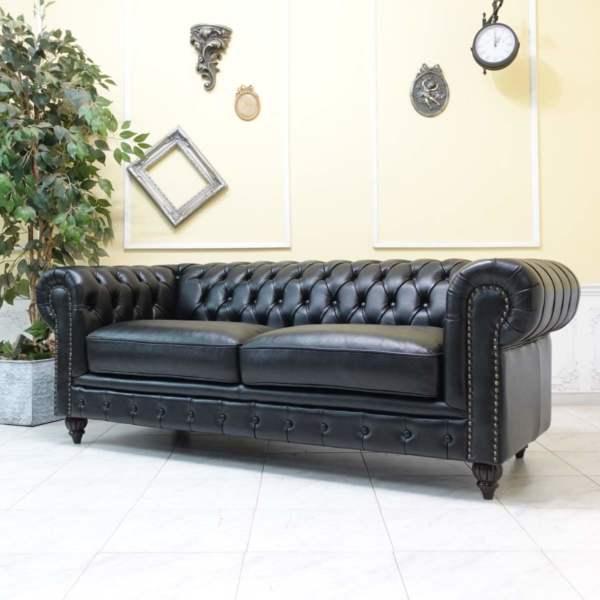 3人掛け ソファ チェスターフィールド 三人 アンティーク ヴィンテージ
