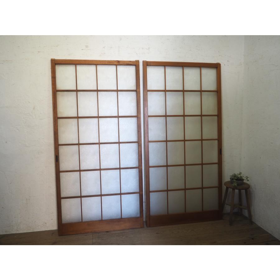 タJ0333◇(3)【H177cm×W88cm】×2枚◇昭和レトロなデザインガラスの古い