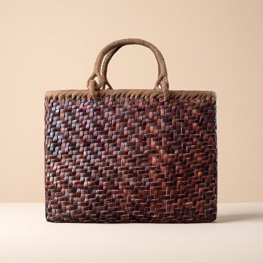 桜皮、山葡萄 手作り かごバッグ 内布あり (約)幅31×本体高さ24×マチ