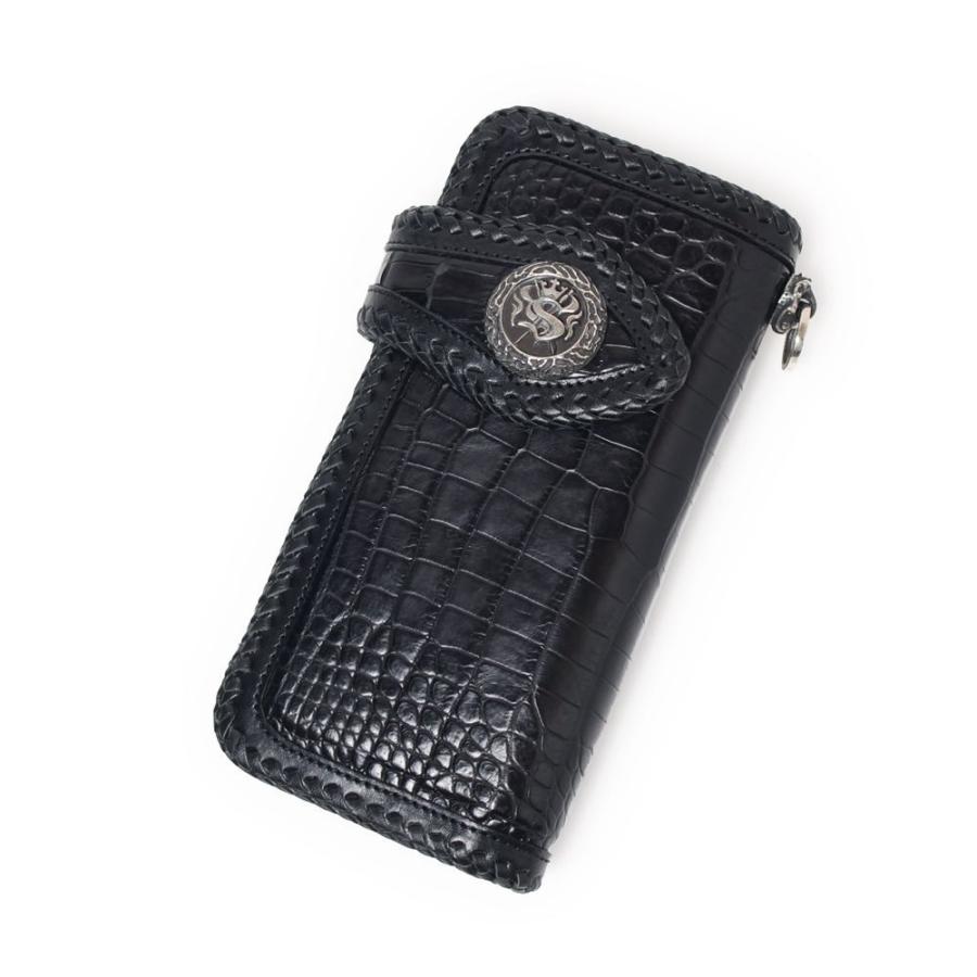 S'FACTORY 革財布 バイカーズウォレット05 クロコダイル ブラック