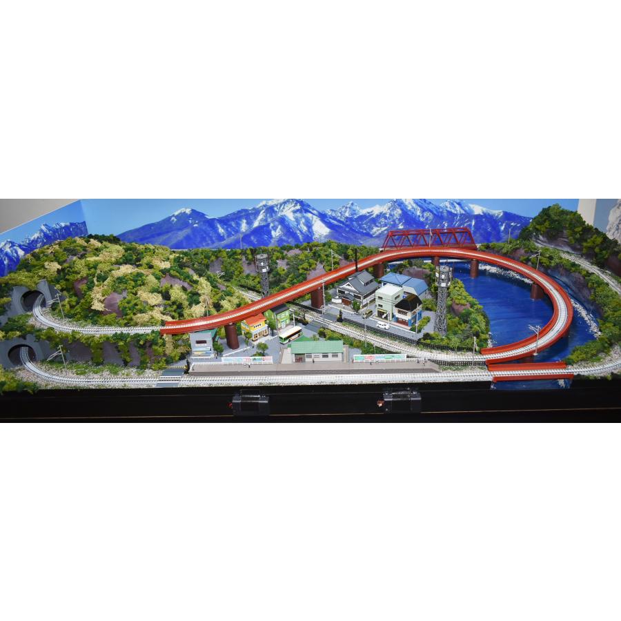 鉄道模型 ジオラマレイアウト Nゲージ用 単線150x65cm 川のある町8の
