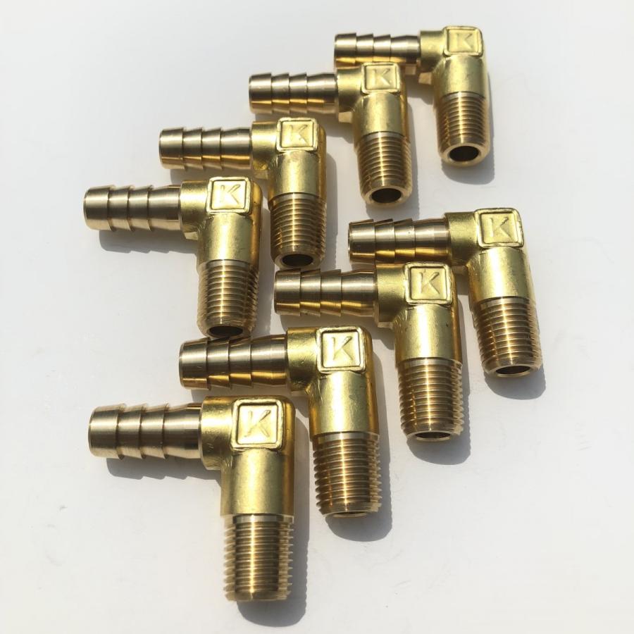 L型1/4×11】ホース口 10個入り ホースニップル 水冷二次ケーブル、水