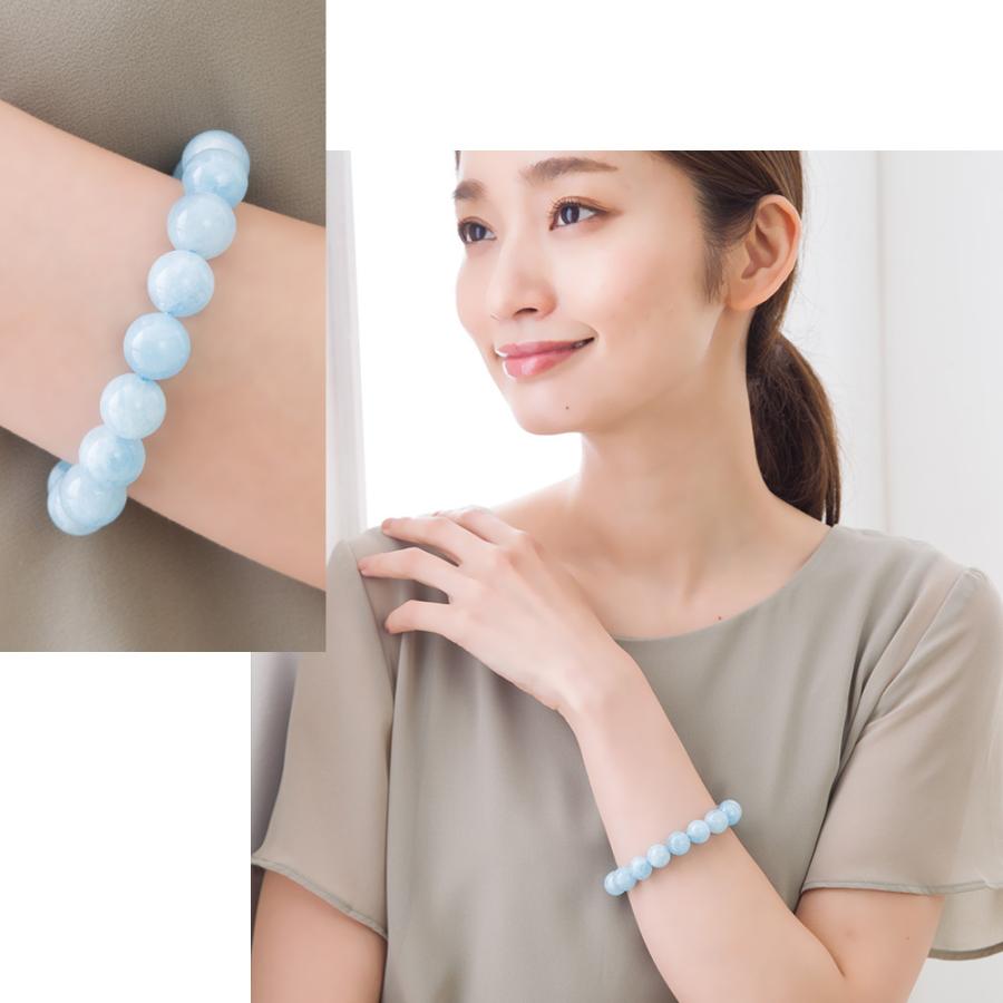 天然 アクアマリン ブレスレット 12mm パワーストーン レディース