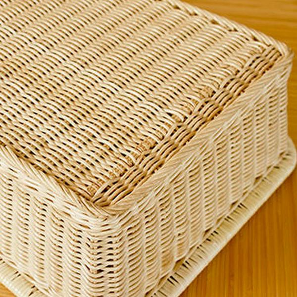 脱衣 カゴ 籐 ラタン 天然素材 旅館 銭湯 バスケット 長方形 53cm 業務